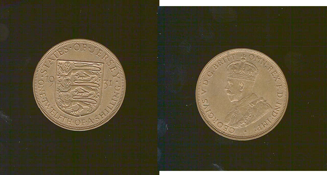 Jersey 1/12th shilling 1931 Unc